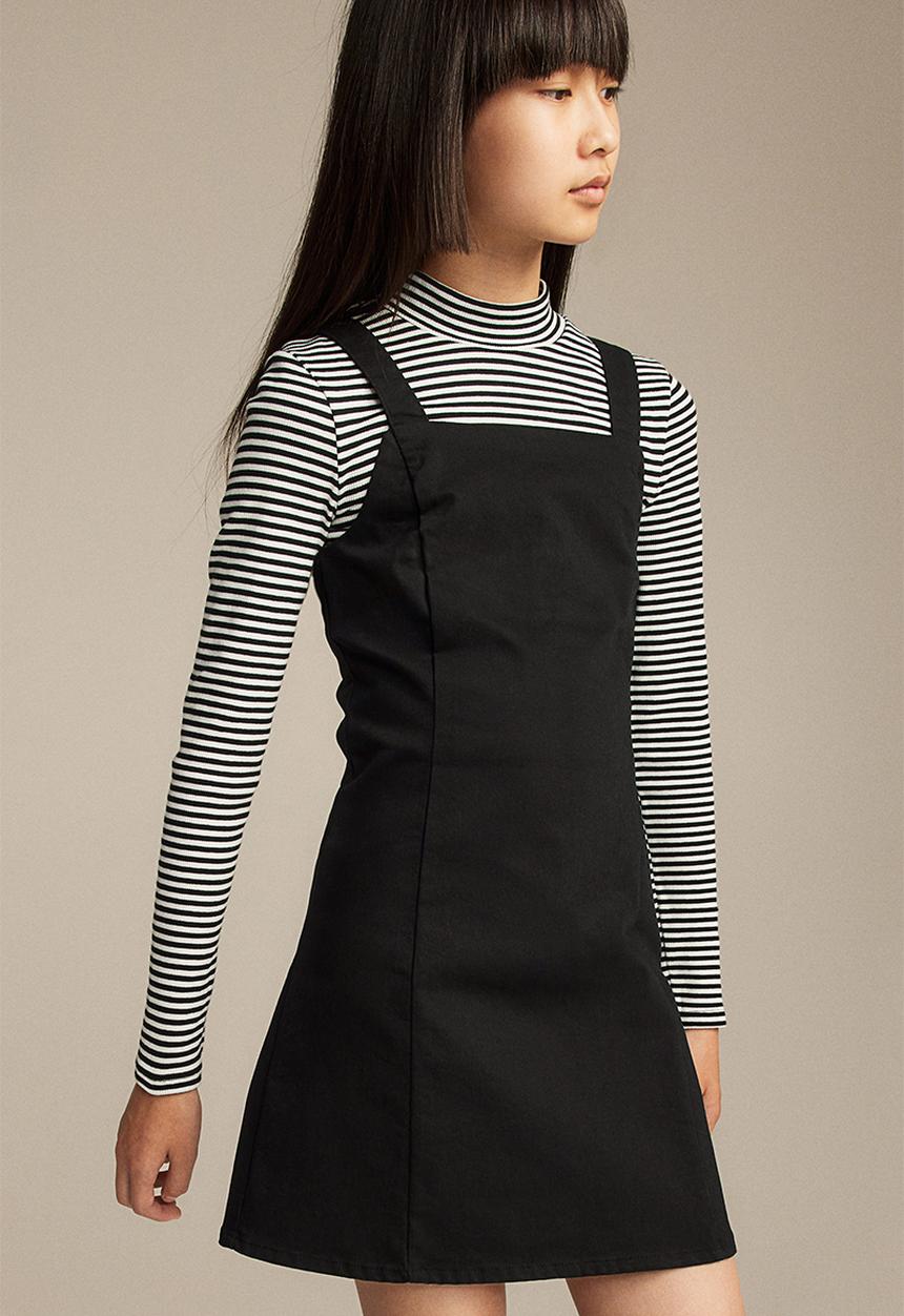H&M - 2-Piece pinafore dress set - black striped