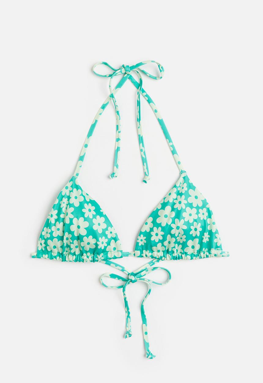 H&M - Triangle bikini top - bright green floral