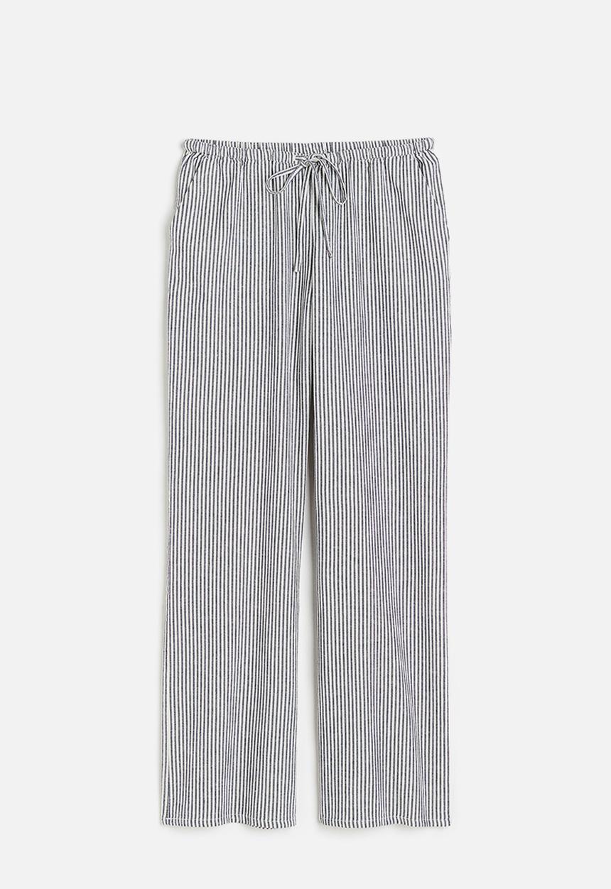 H&M - Wide trousers - dark blue striped