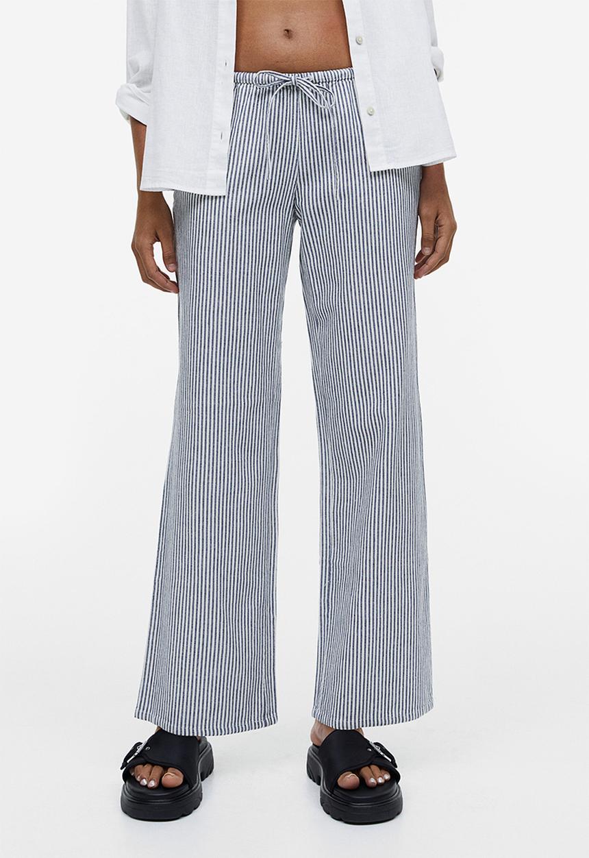H&M - Wide trousers - dark blue striped