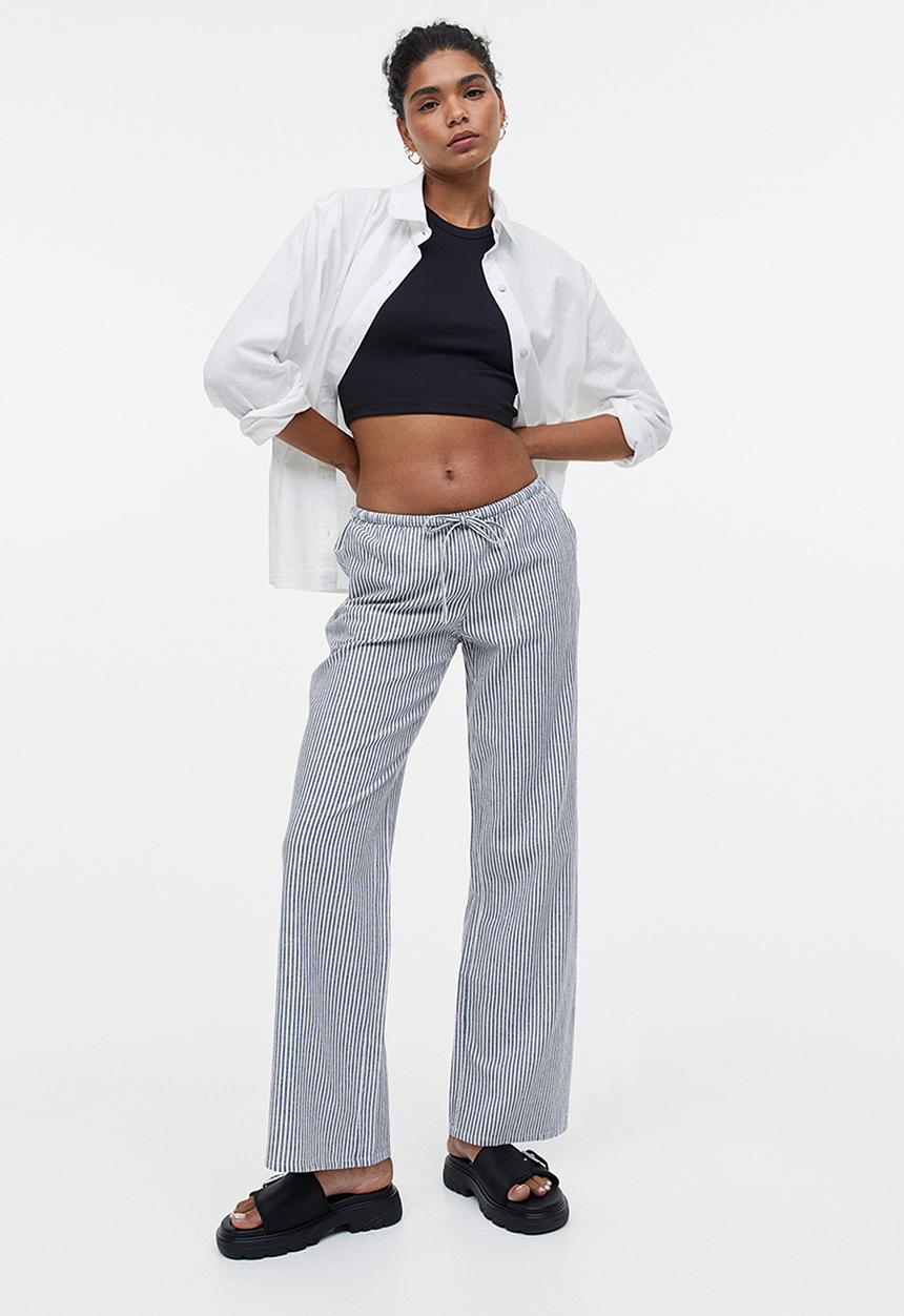 H&M - Wide trousers - dark blue striped