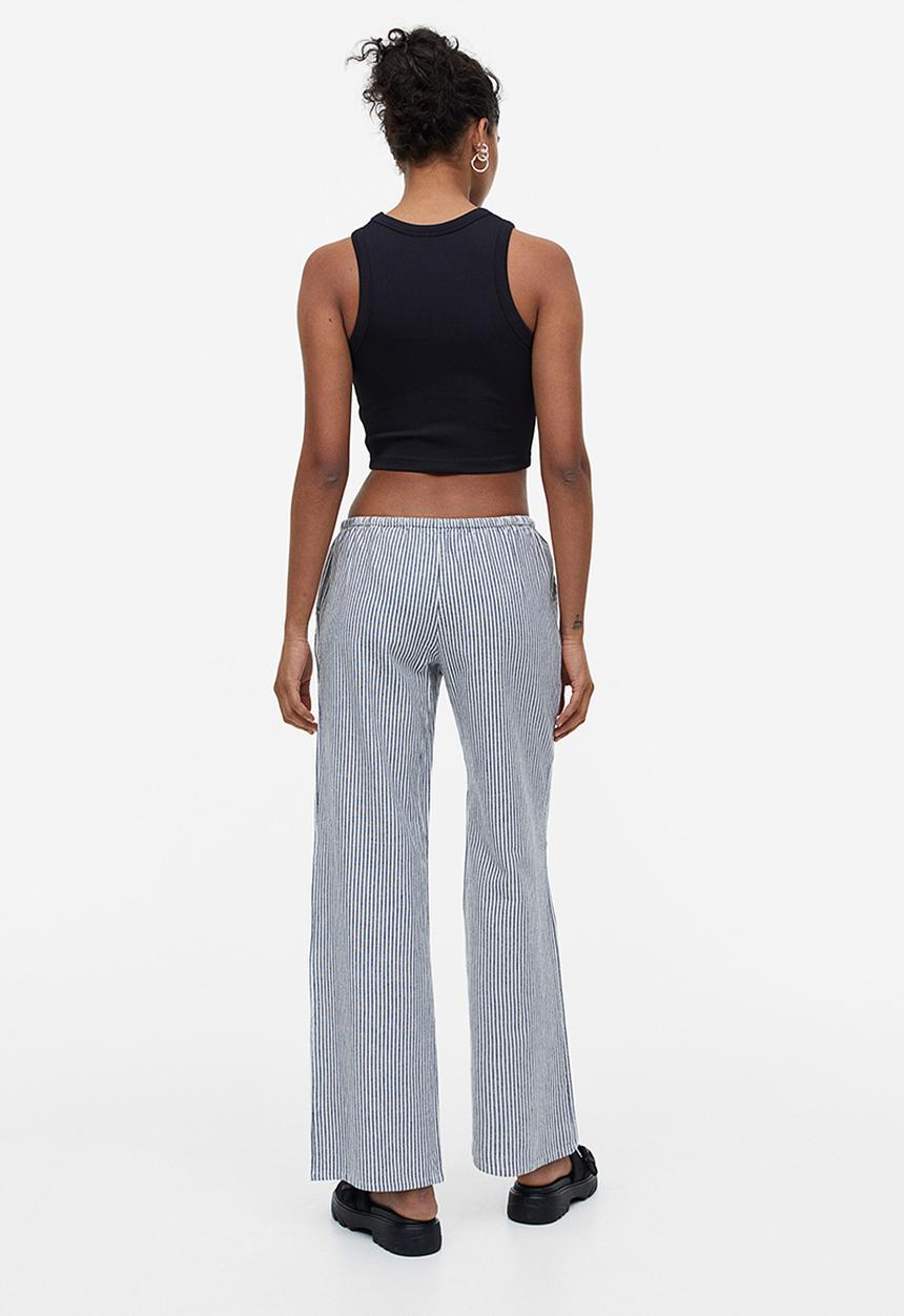 H&M - Wide trousers - dark blue striped