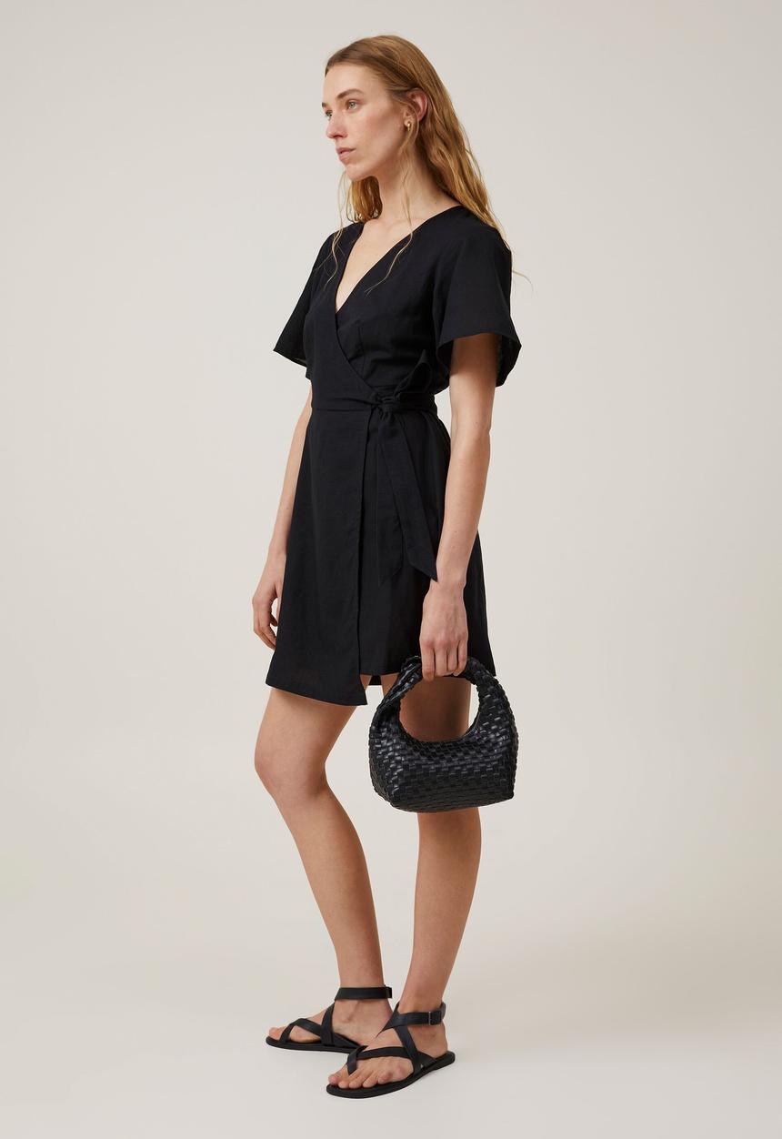 Cotton On - Wrap mini dress - black