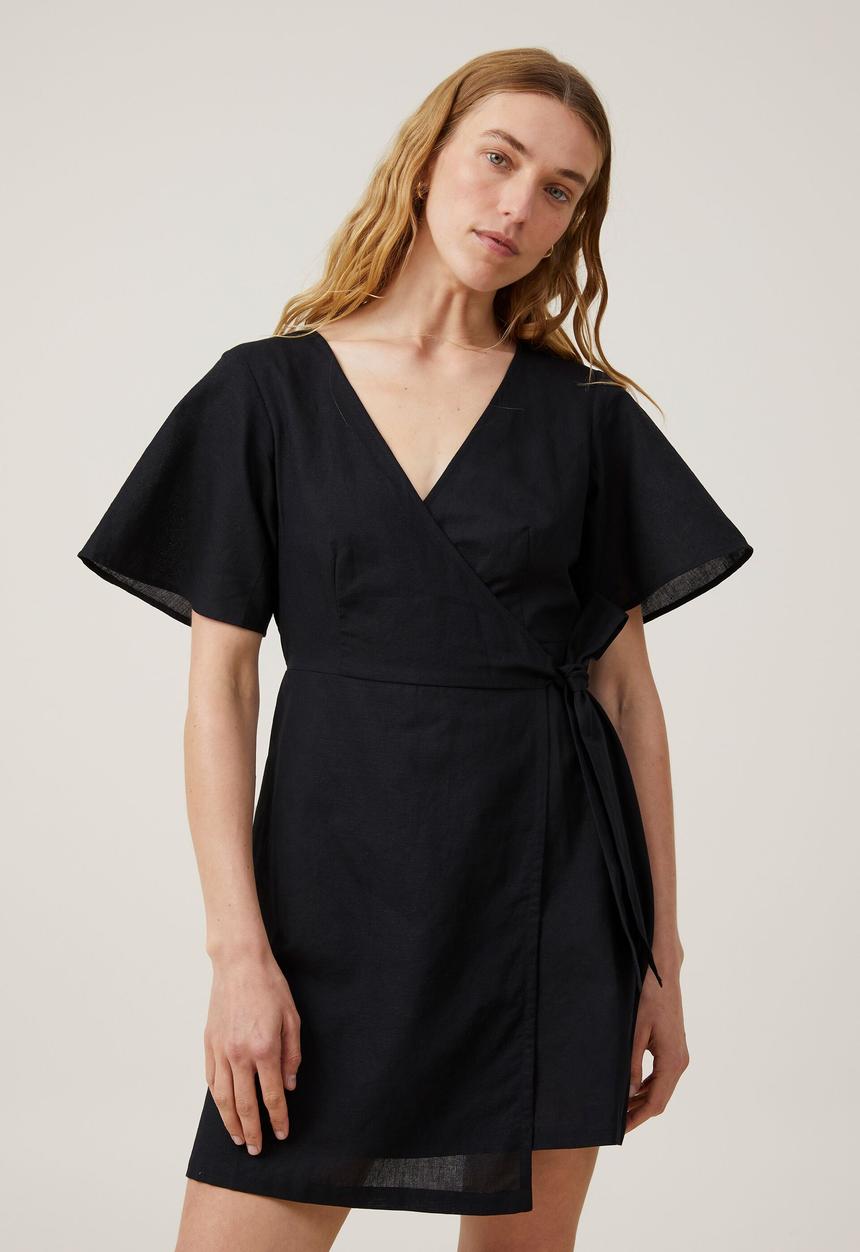 Cotton On - Wrap mini dress - black