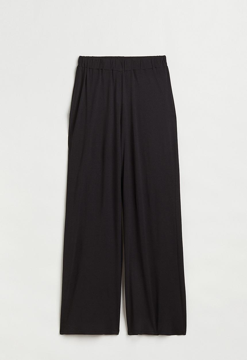 H&M - Wide jersey trousers - black