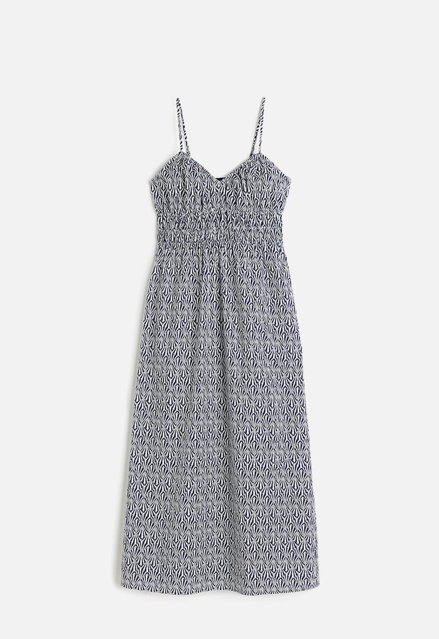 H&M - Smock-waisted dress - dark blue patterned