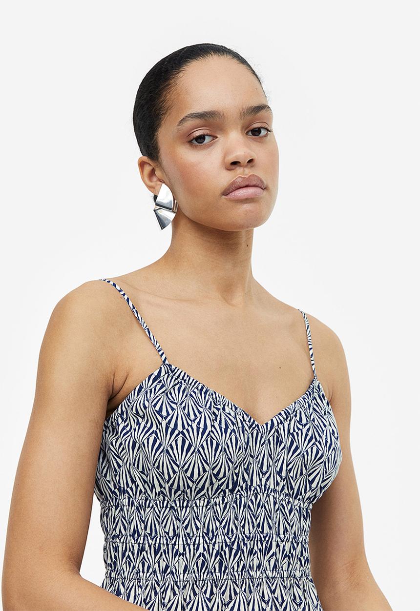 H&M - Smock-waisted dress - dark blue patterned