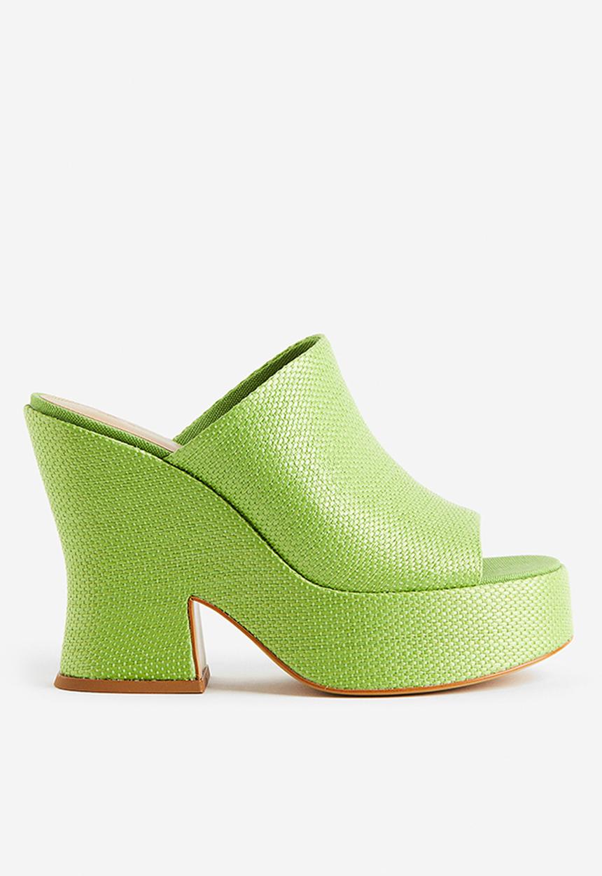 H&M - Platform straw mules - bright green