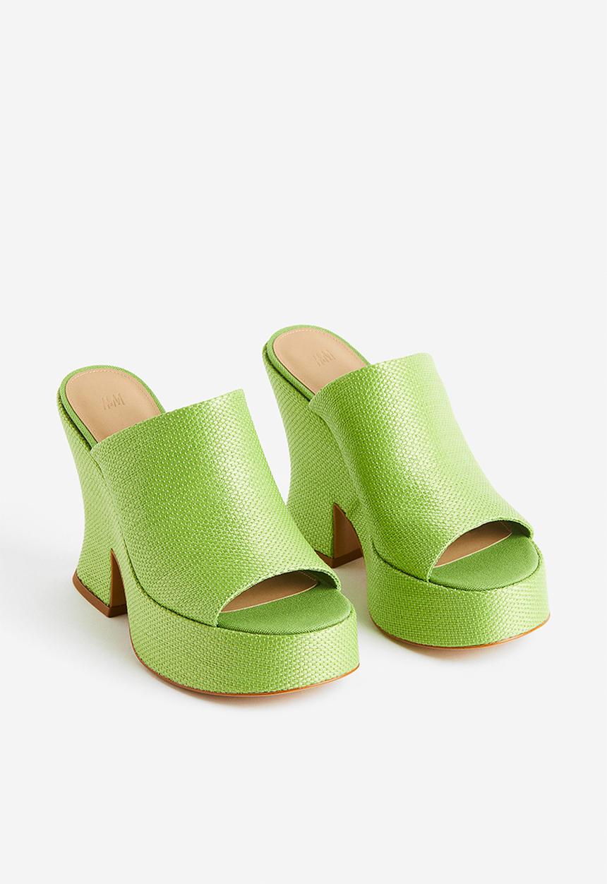 H&M - Platform straw mules - bright green