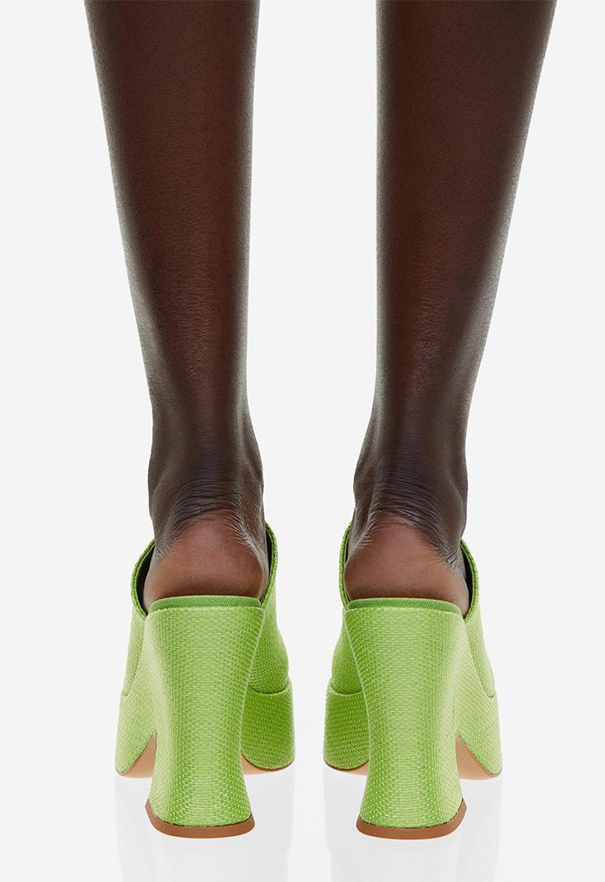 H&M - Platform straw mules - bright green