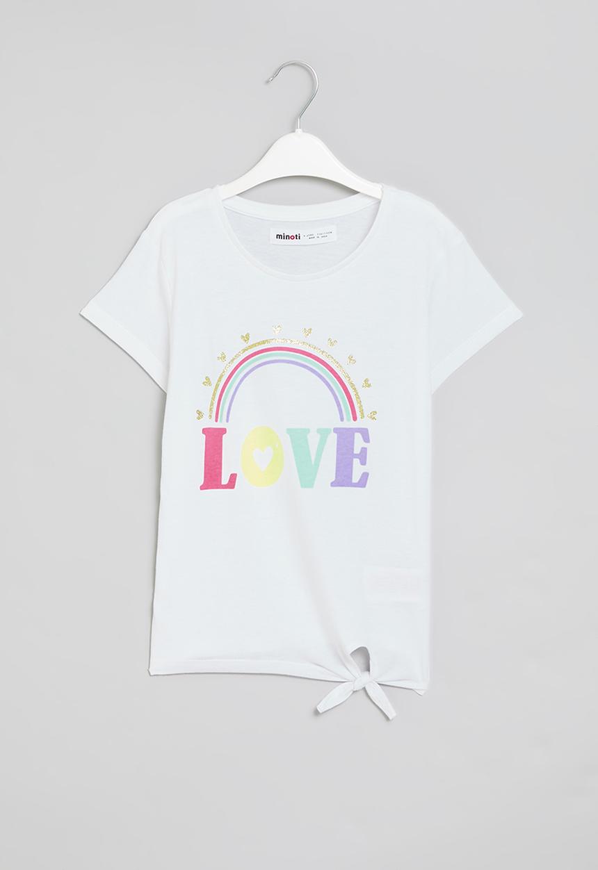 MINOTI - Graphic T-shirt tie front - white