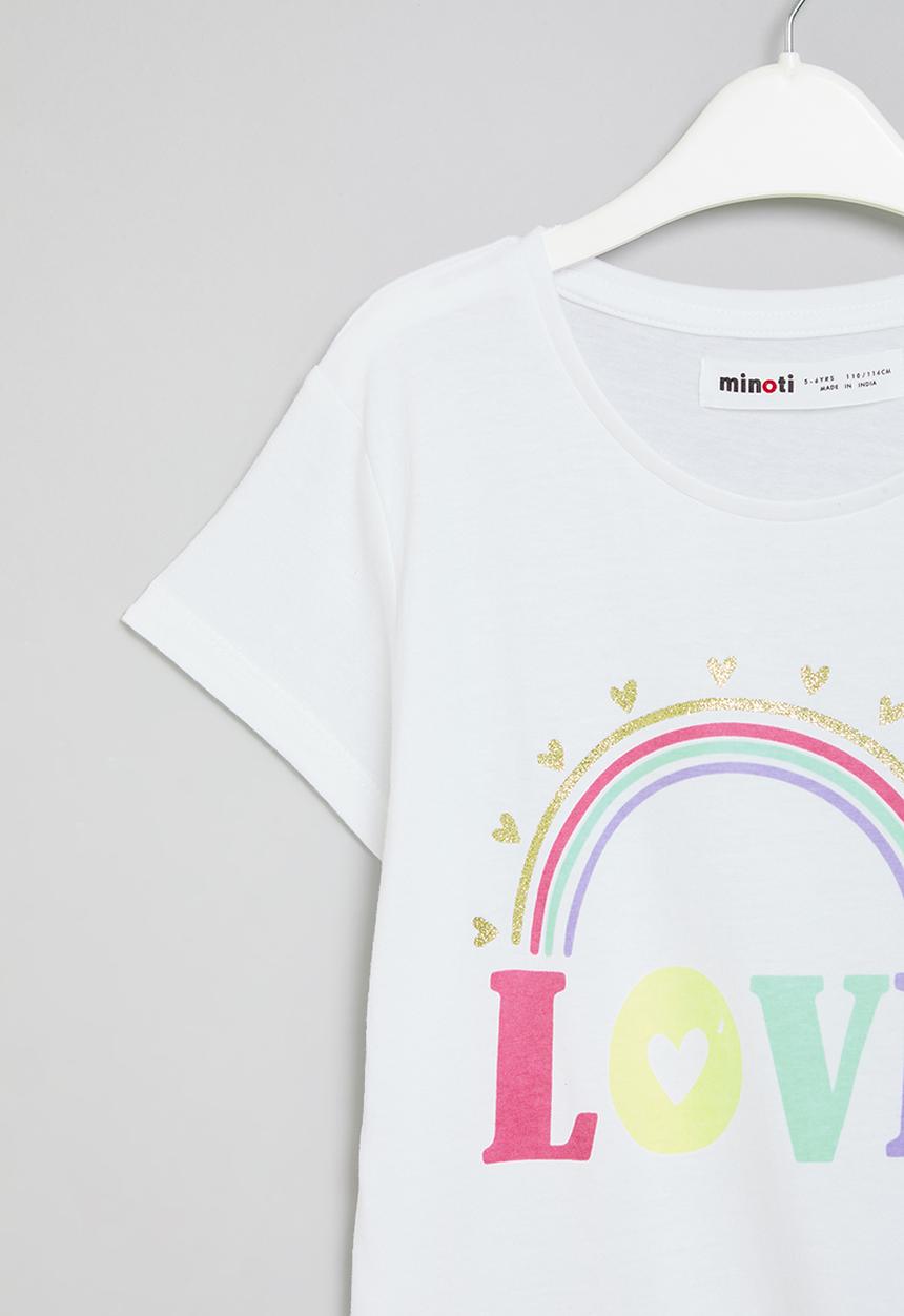 MINOTI - Graphic T-shirt tie front - white