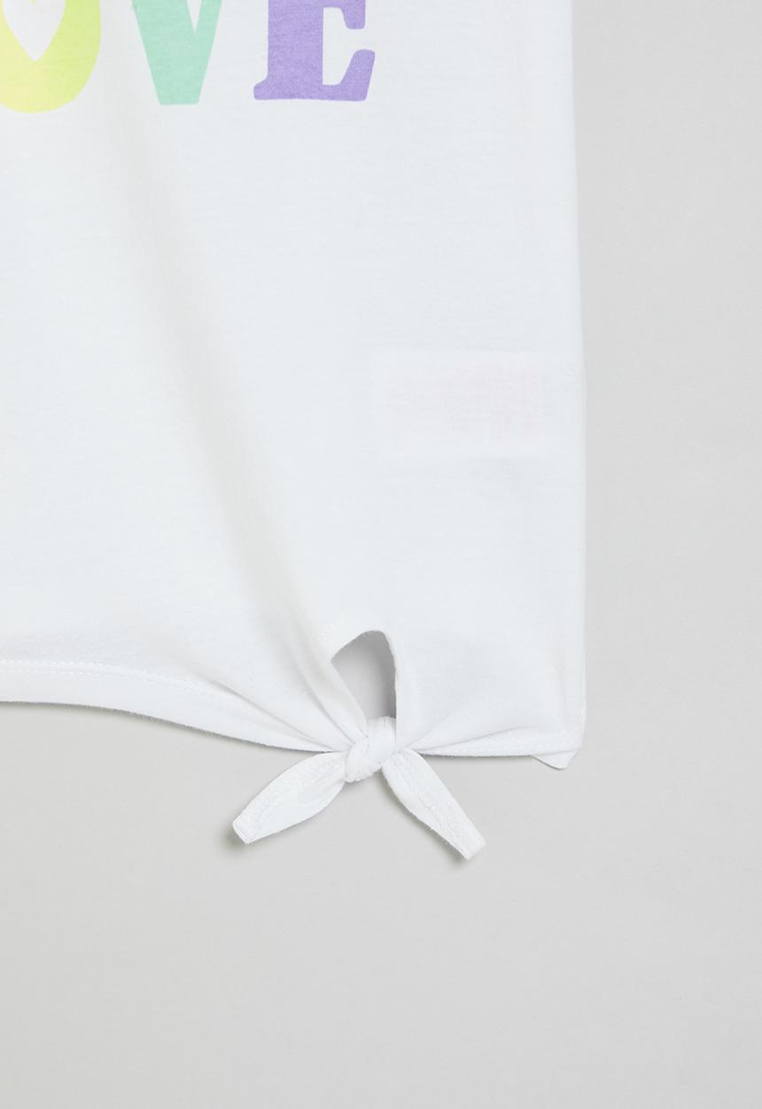 MINOTI - Graphic T-shirt tie front - white