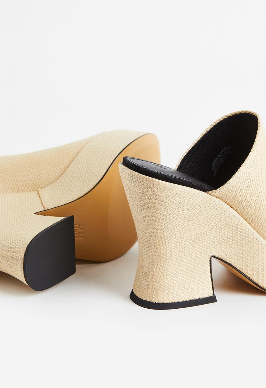 H&M - Platform straw mules - beige