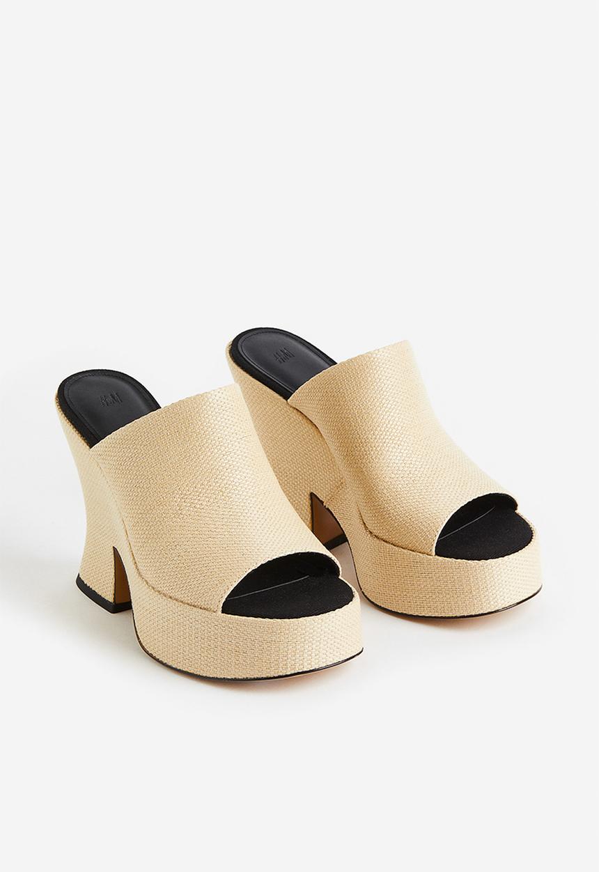H&M - Platform straw mules - beige