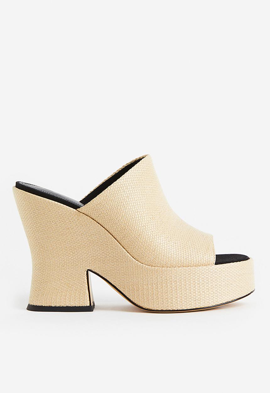 H&M - Platform straw mules - beige