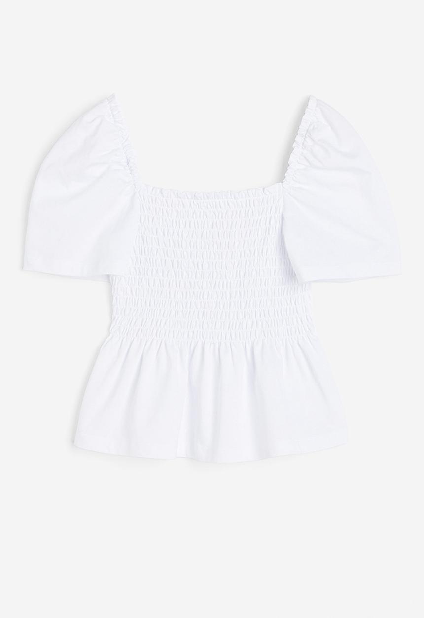 H&M - Smocked top - white