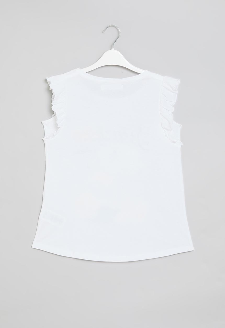 MINOTI - Jersey frill sleeveless sequin top - white