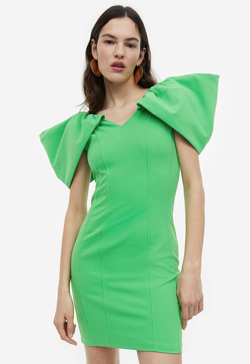 H&M - V-neck bodycon dress - green