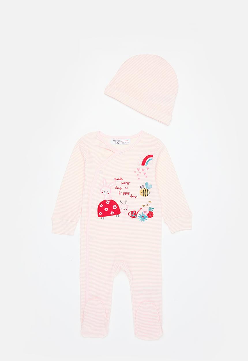 MINOTI - 2 pack sleepsuit & hat set - pink