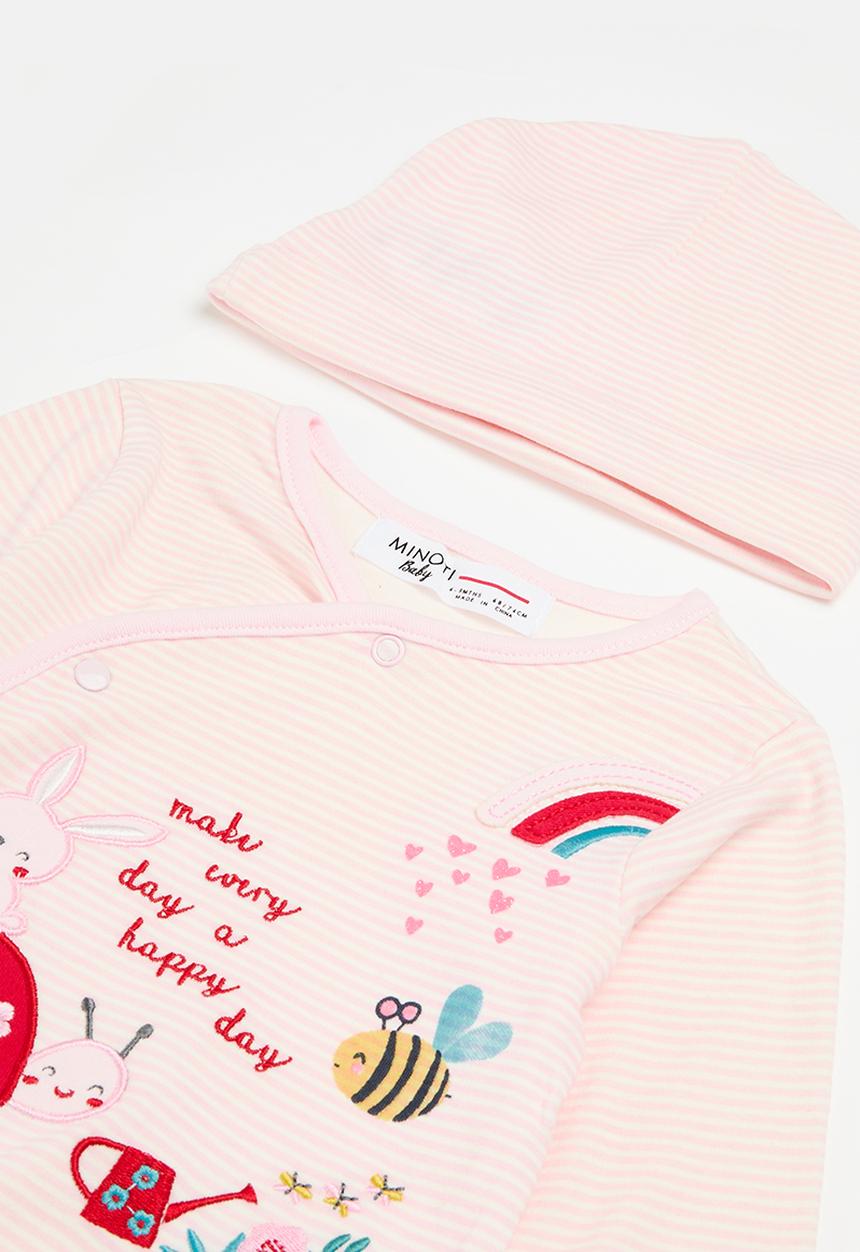 MINOTI - 2 pack sleepsuit & hat set - pink