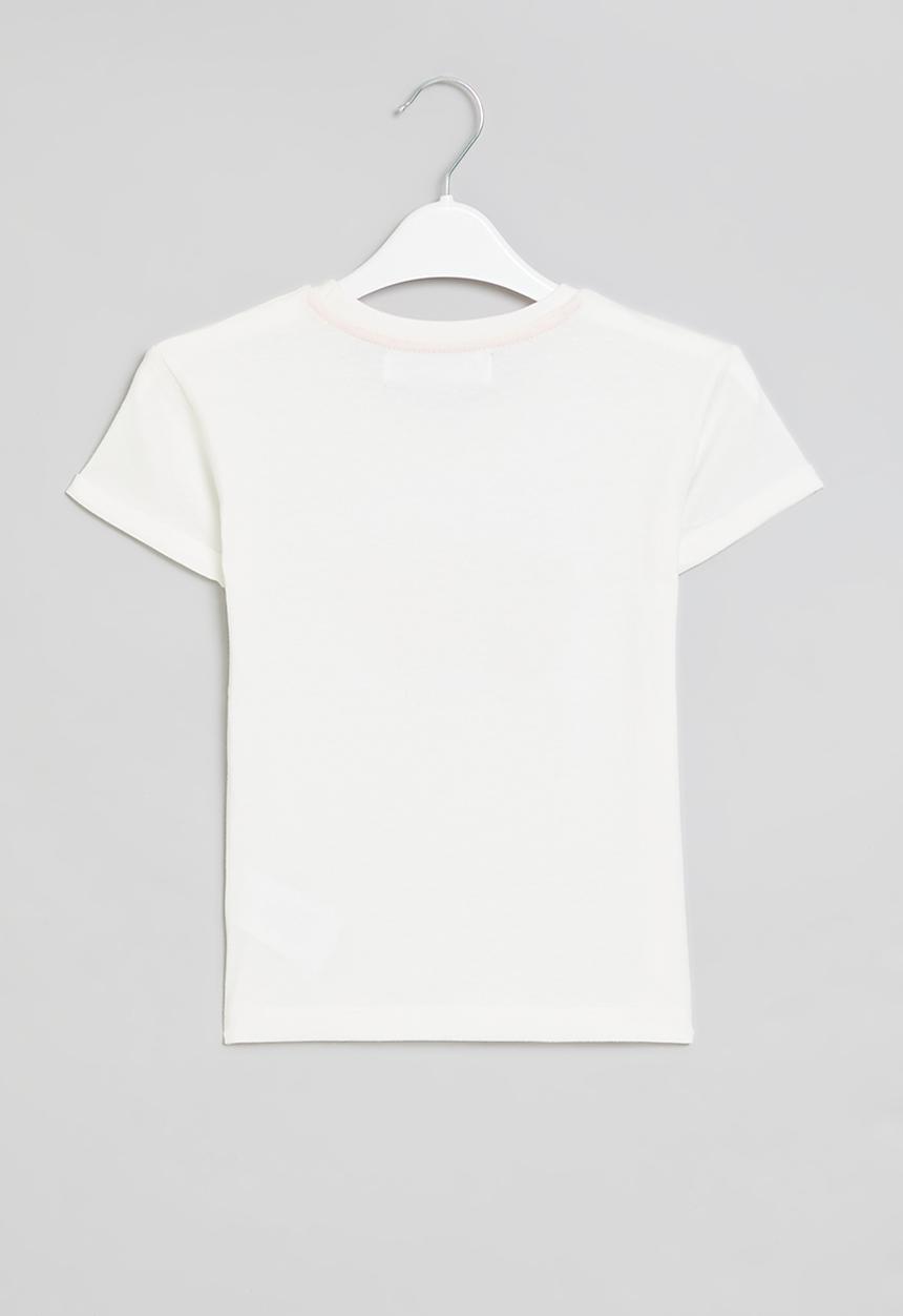 MINOTI - Sequin front print slub boxy T-shirt - white
