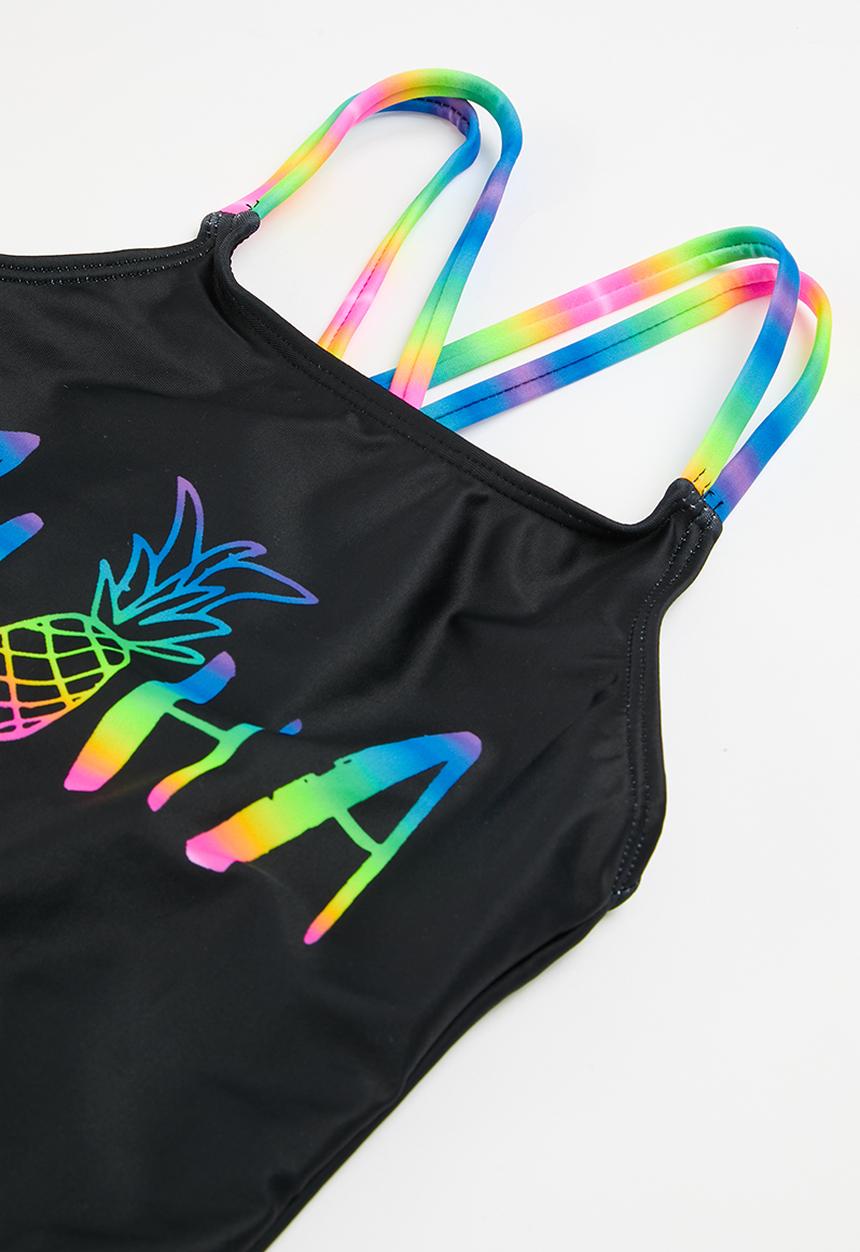 MINOTI - Strappy swimsuit with gradient print - black