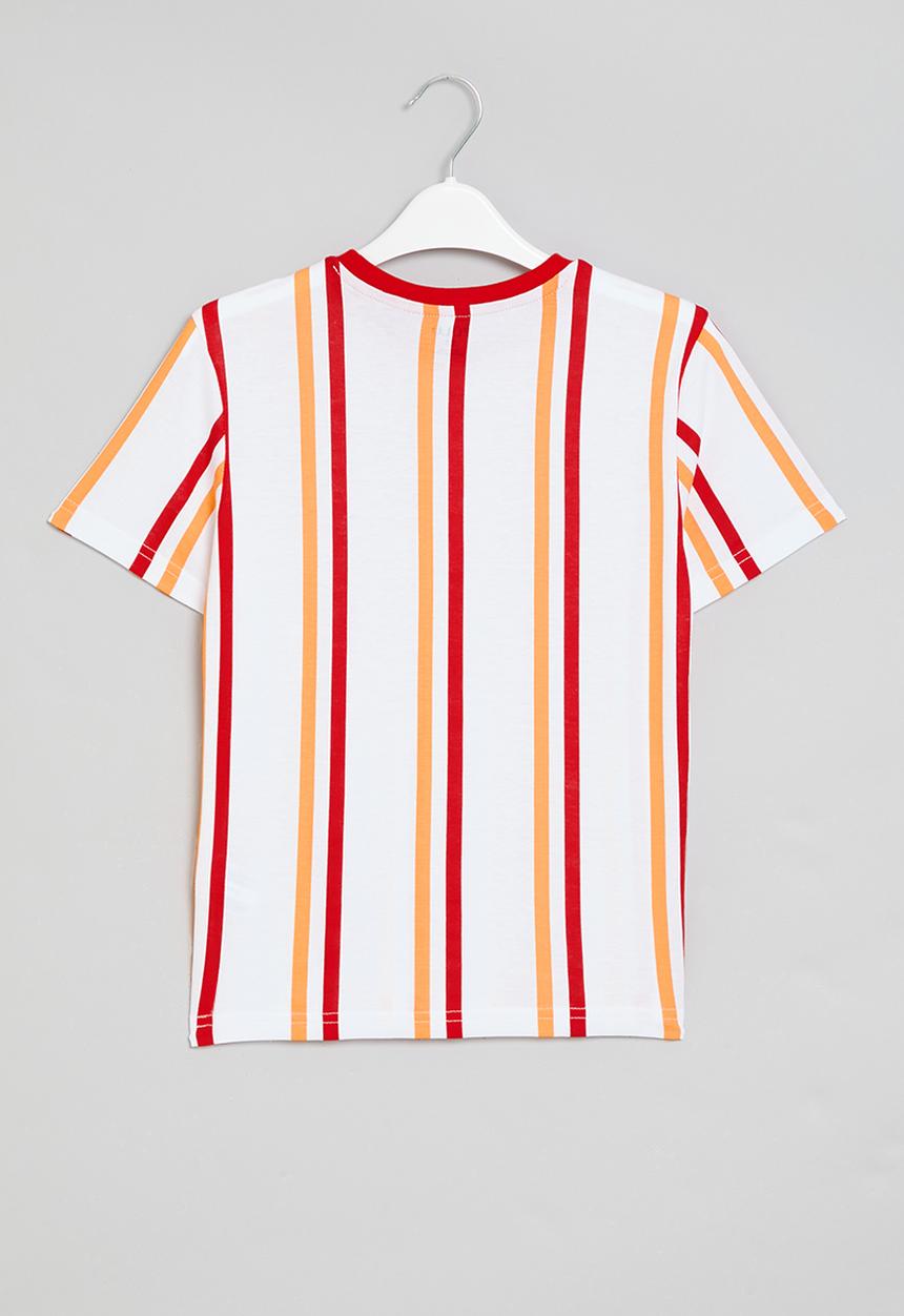 POLO - Boys liam vertical striped tee - scarlet