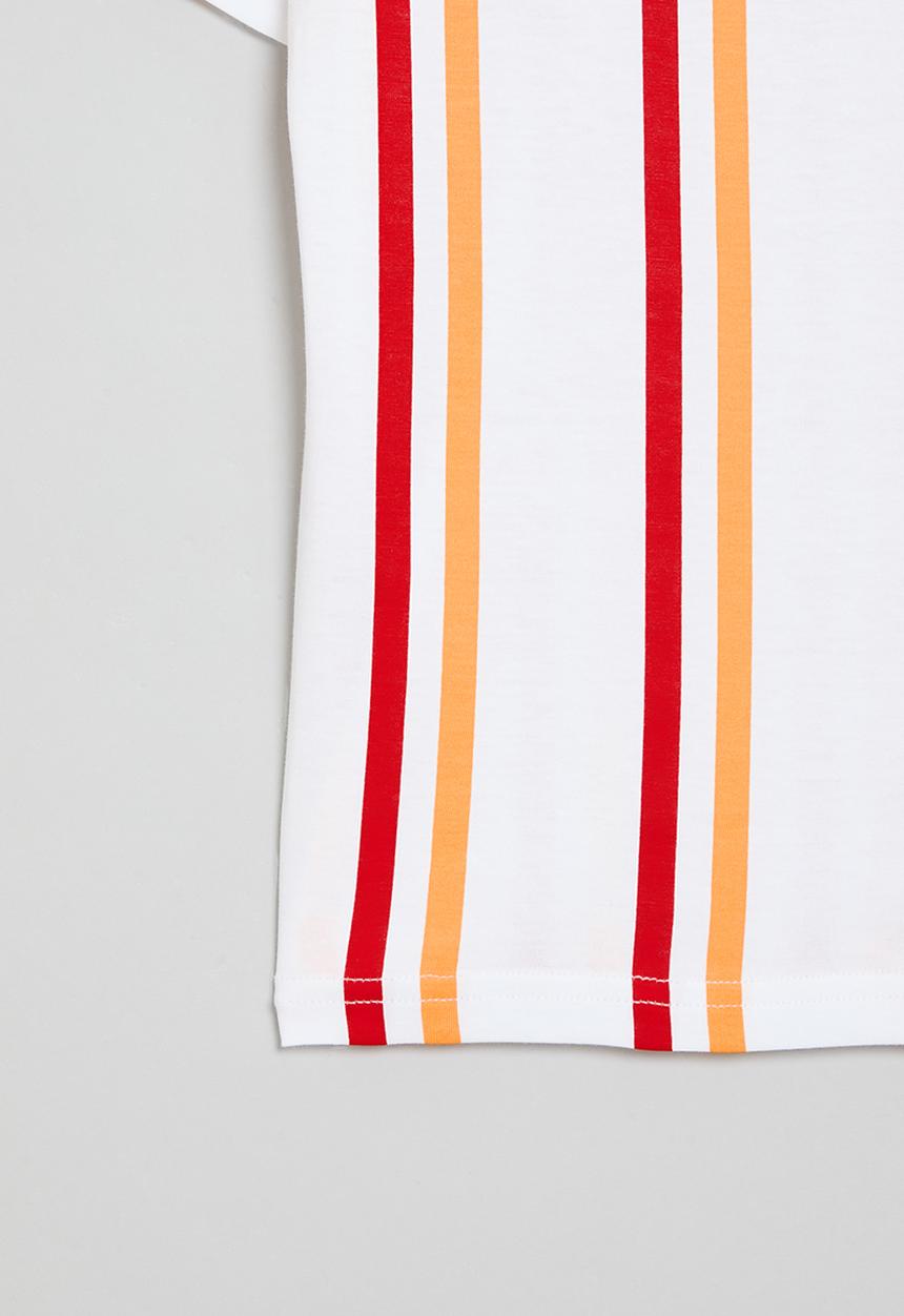 POLO - Boys liam vertical striped tee - scarlet