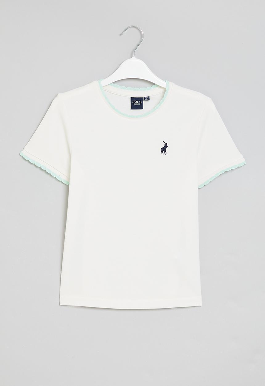 POLO - Girls textured tee - white