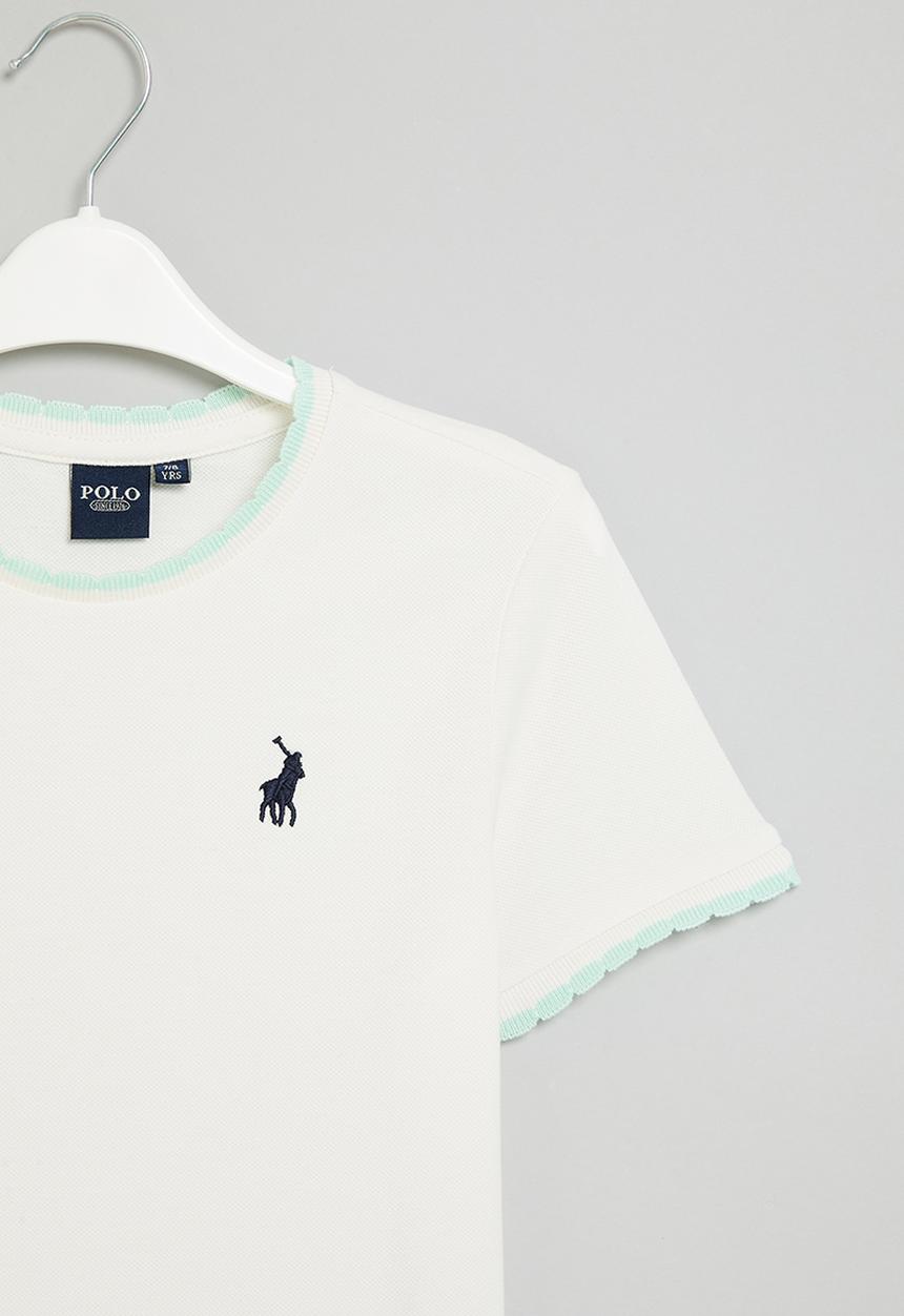 POLO - Girls textured tee - white