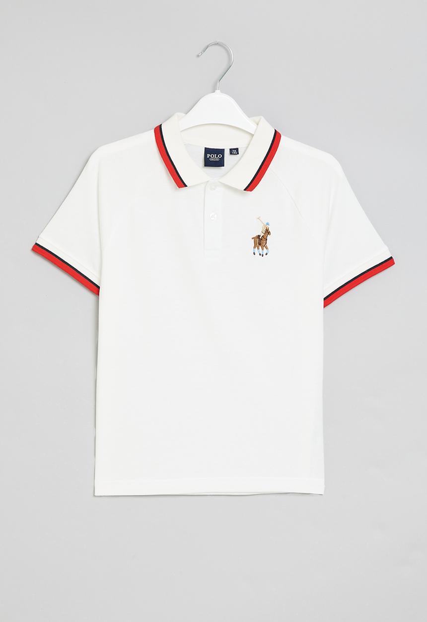 POLO - Boys raglan sleeved golfer - off white