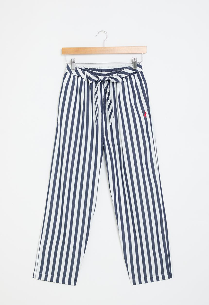 POLO - Girls relaxed striped pant - navy