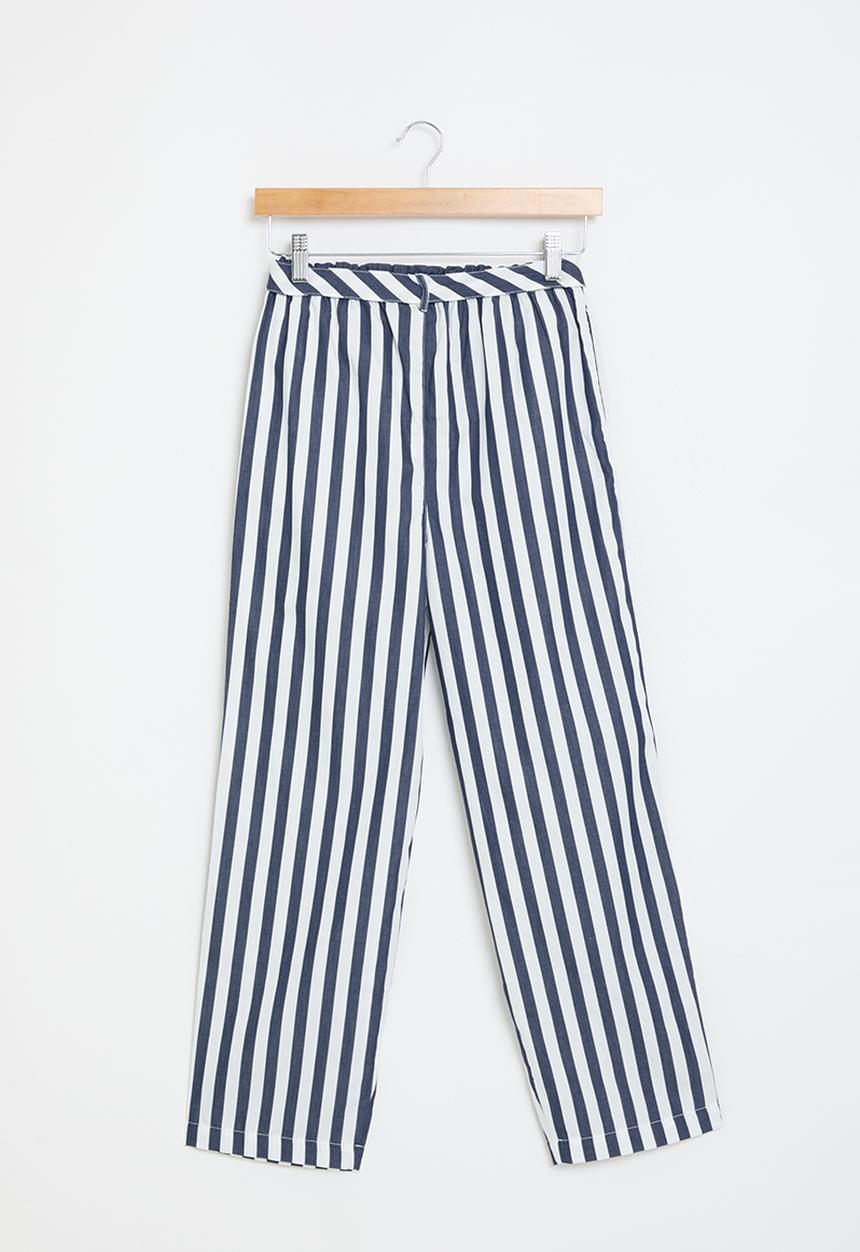 POLO - Girls relaxed striped pant - navy