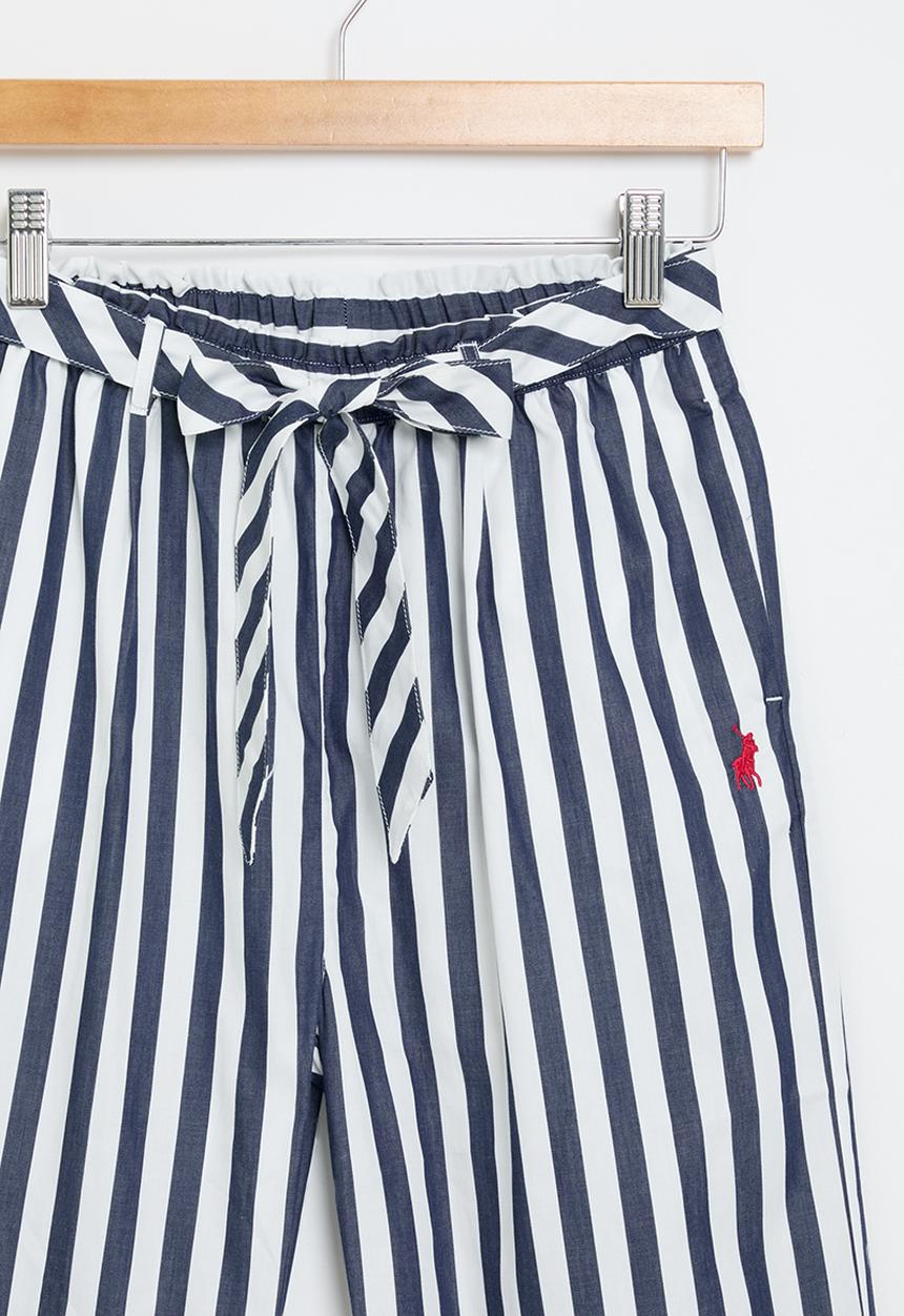 POLO - Girls relaxed striped pant - navy