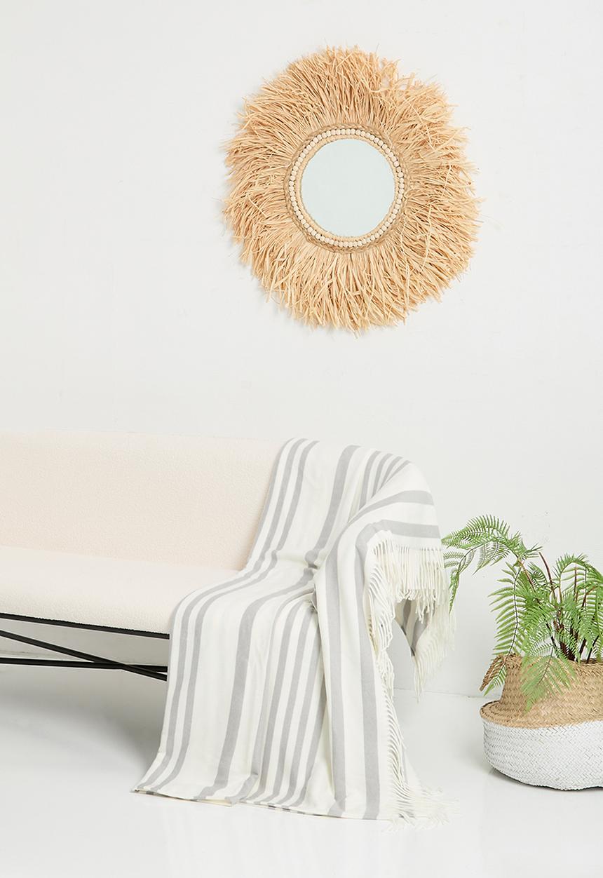 Aranda Blankets - Melody college throw - wilddove & natural