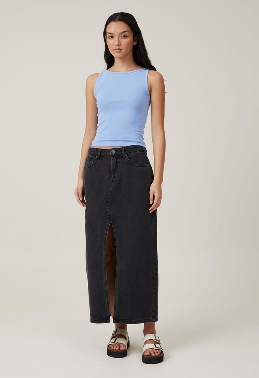 Cotton On - Madison boat neck tank - washed soft blue
