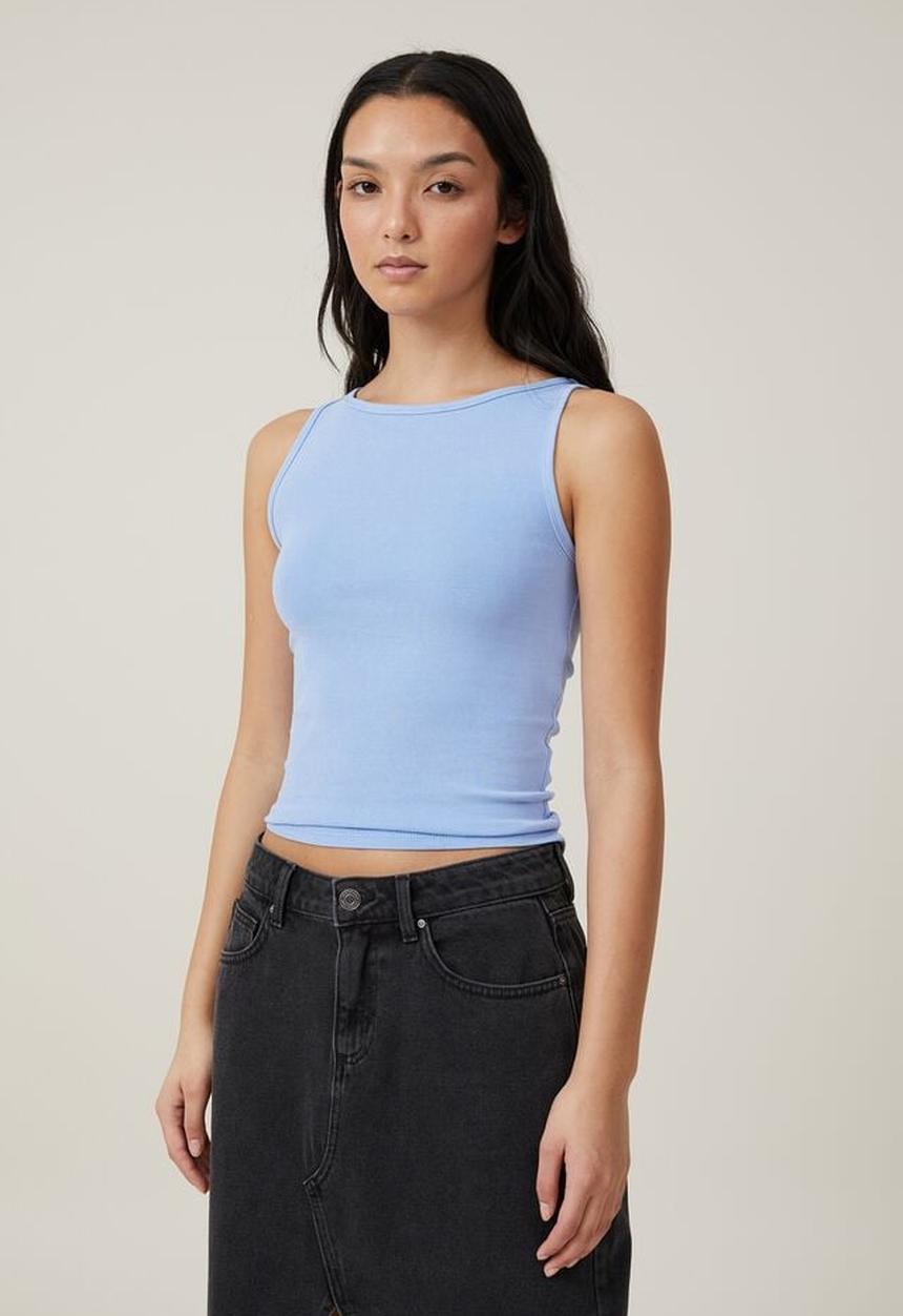 Cotton On - Madison boat neck tank - washed soft blue