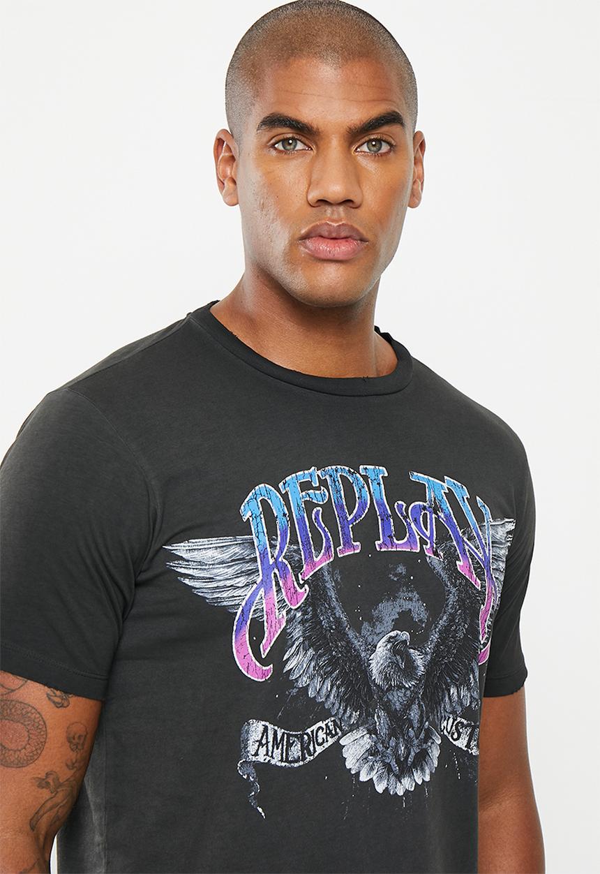 Replay - Garment dyed cotton jersey - blackboard