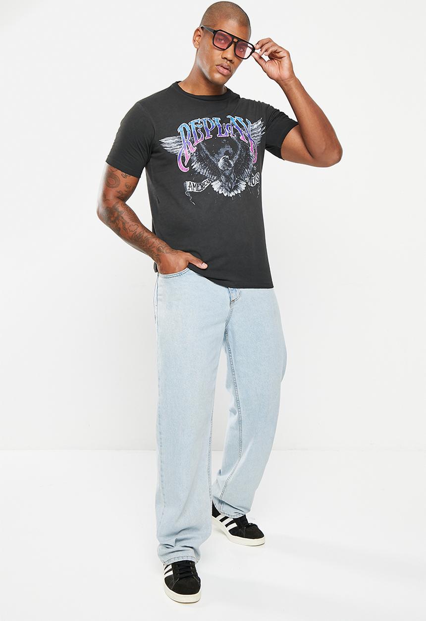 Replay - Garment dyed cotton jersey - blackboard