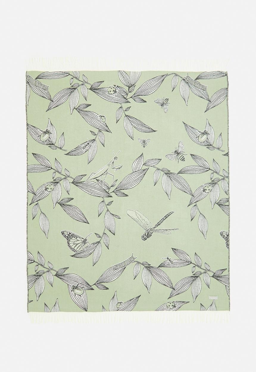 Aranda Blankets - Bella vita entomology throw - olive & black