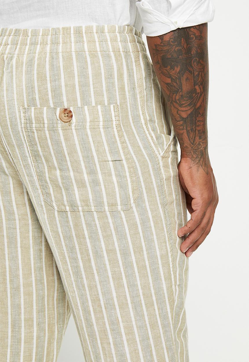 Cotton On - Linen pant - khaki sand stripe