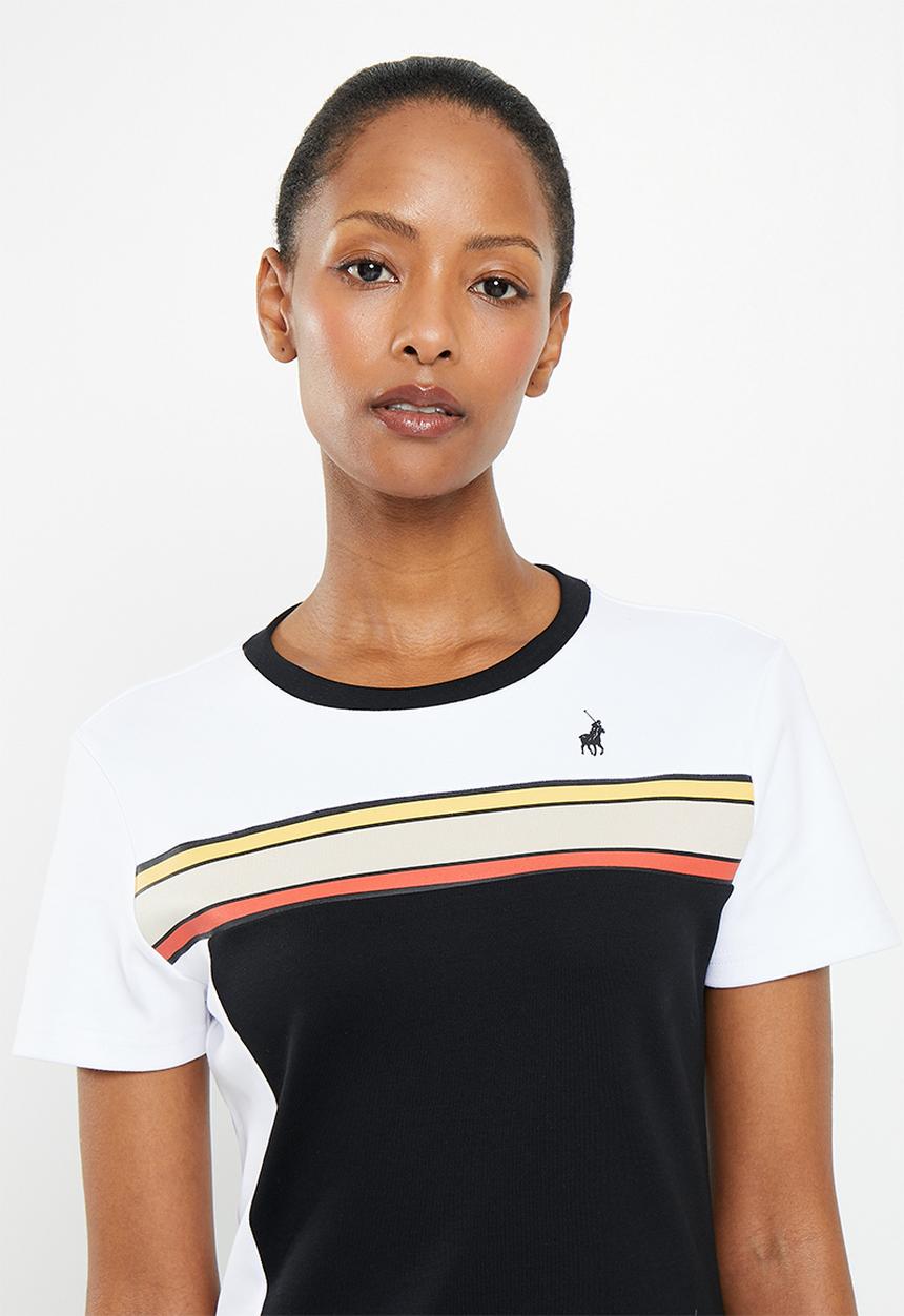 POLO - Toni panelled short sleeve dress - white