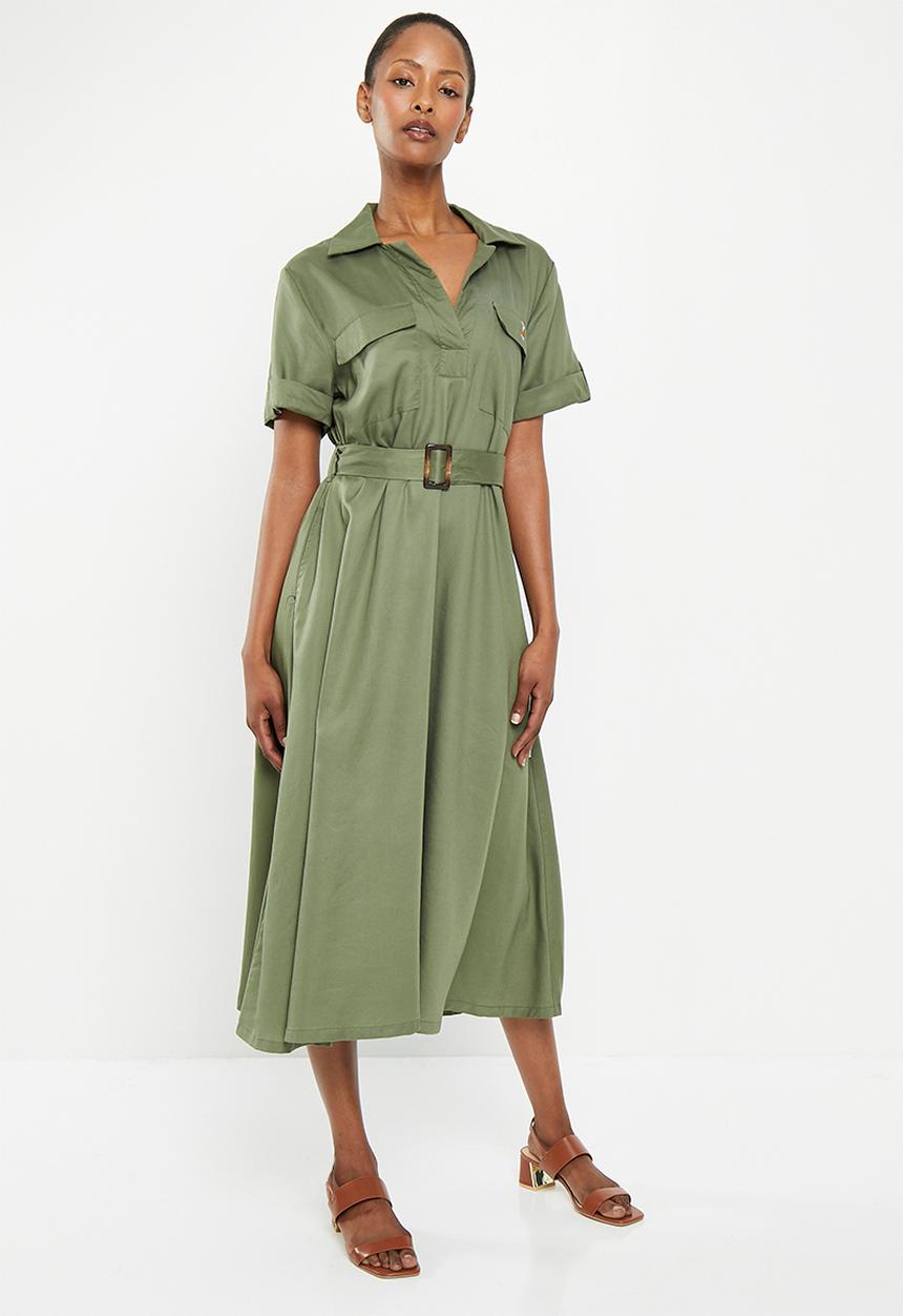 POLO - Ariana short sleeve dress - fatigue