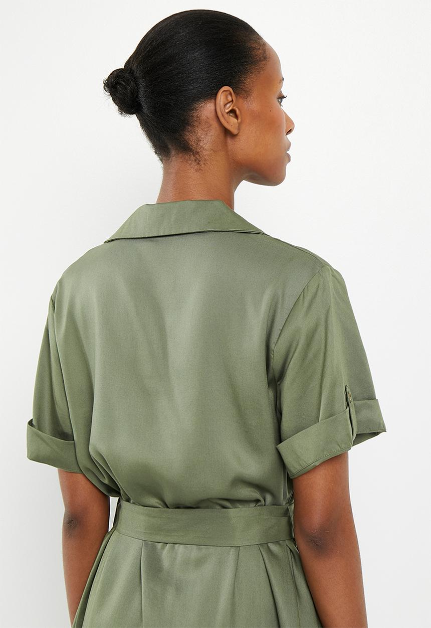 POLO - Ariana short sleeve dress - fatigue