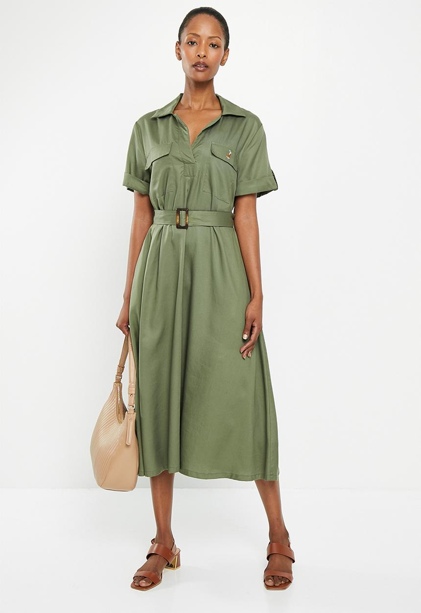 POLO - Ariana short sleeve dress - fatigue