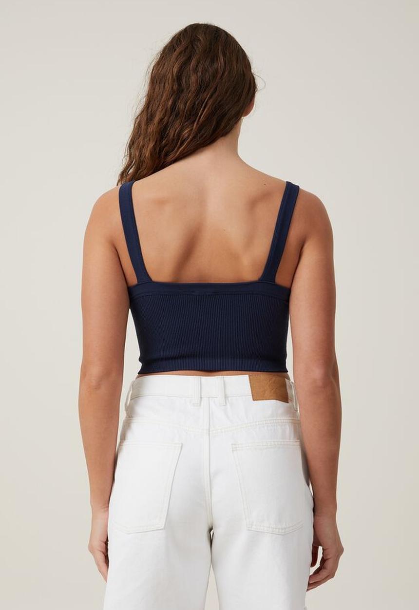 Cotton On - Seamless nelly straight neck tank - deep indigo