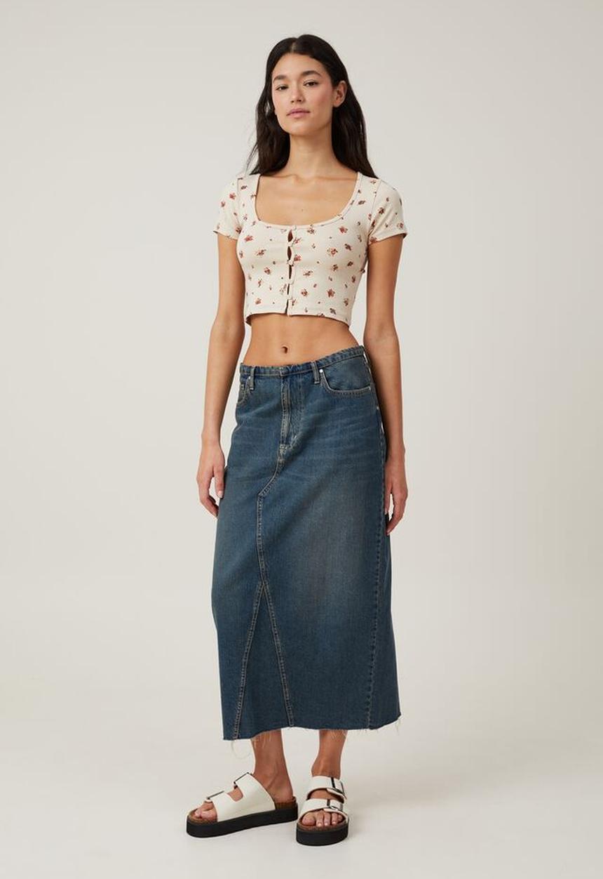 Cotton On - Sammie scoop neck short sleeve - beth ditsy stone