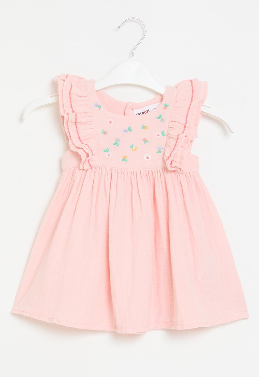 MINOTI - Double fabric embroidered dress - pink