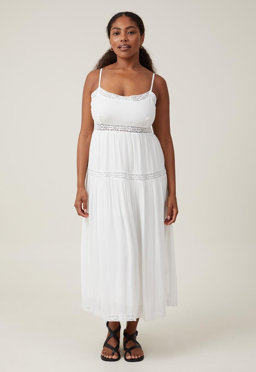 Cotton On - Rylee lace trim maxi dress - white